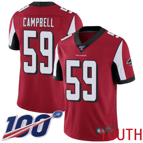 Atlanta Falcons Limited Red Youth De Vondre Campbell Home Jersey NFL Football #59 100th Season Vapor Untouchable->youth nfl jersey->Youth Jersey